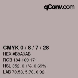 カラーコード: CMYK 0 / 8 / 7 / 28 | qconv.com