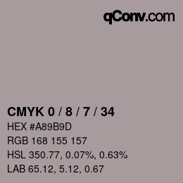 カラーコード: CMYK 0 / 8 / 7 / 34 | qconv.com