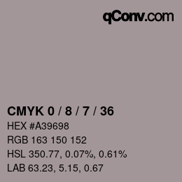 カラーコード: CMYK 0 / 8 / 7 / 36 | qconv.com