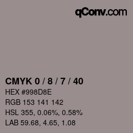 カラーコード: CMYK 0 / 8 / 7 / 40 | qconv.com
