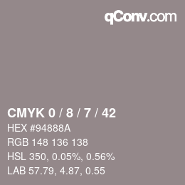 Color code: CMYK 0 / 8 / 7 / 42 | qconv.com