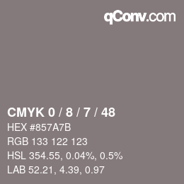 Color code: CMYK 0 / 8 / 7 / 48 | qconv.com