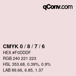 カラーコード: CMYK 0 / 8 / 7 / 6 | qconv.com
