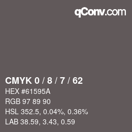 Color code: CMYK 0 / 8 / 7 / 62 | qconv.com