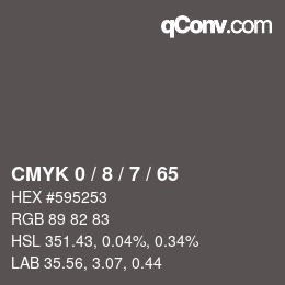 カラーコード: CMYK 0 / 8 / 7 / 65 | qconv.com