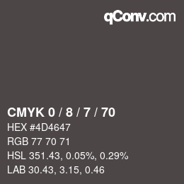 Farbcode: CMYK 0 / 8 / 7 / 70 | qconv.com