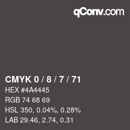 Color code: CMYK 0 / 8 / 7 / 71 | qconv.com
