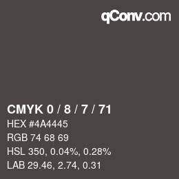 Color code: CMYK 0 / 8 / 7 / 71 | qconv.com