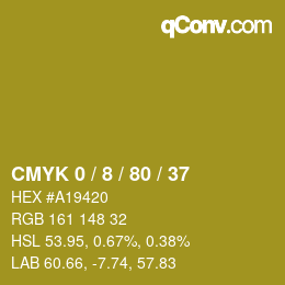 カラーコード: CMYK 0 / 8 / 80 / 37 | qconv.com