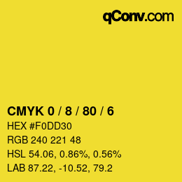 カラーコード: CMYK 0 / 8 / 80 / 6 | qconv.com