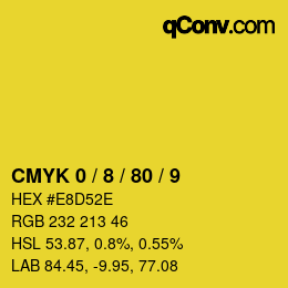 カラーコード: CMYK 0 / 8 / 80 / 9 | qconv.com