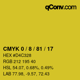 カラーコード: CMYK 0 / 8 / 81 / 17 | qconv.com