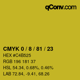 カラーコード: CMYK 0 / 8 / 81 / 23 | qconv.com