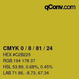 カラーコード: CMYK 0 / 8 / 81 / 24 | qconv.com