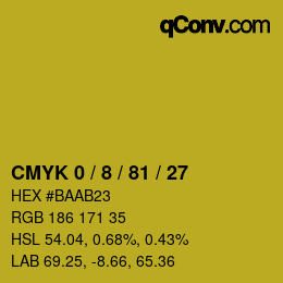 カラーコード: CMYK 0 / 8 / 81 / 27 | qconv.com