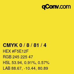 カラーコード: CMYK 0 / 8 / 81 / 4 | qconv.com