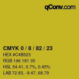 カラーコード: CMYK 0 / 8 / 82 / 23 | qconv.com