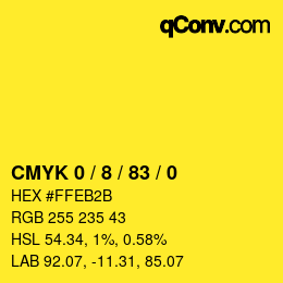 颜色代码: CMYK 0 / 8 / 83 / 0 | qconv.com