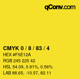 カラーコード: CMYK 0 / 8 / 83 / 4 | qconv.com