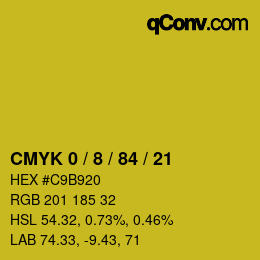 カラーコード: CMYK 0 / 8 / 84 / 21 | qconv.com