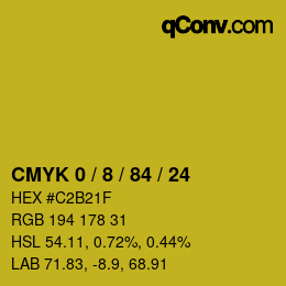 颜色代码: CMYK 0 / 8 / 84 / 24 | qconv.com