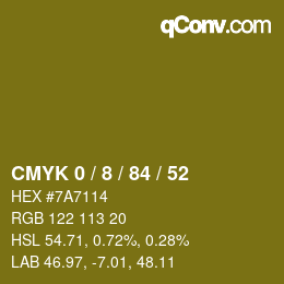 カラーコード: CMYK 0 / 8 / 84 / 52 | qconv.com