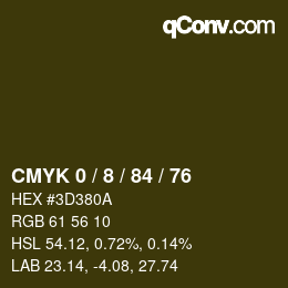 カラーコード: CMYK 0 / 8 / 84 / 76 | qconv.com
