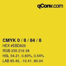 カラーコード: CMYK 0 / 8 / 84 / 8 | qconv.com
