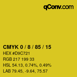 カラーコード: CMYK 0 / 8 / 85 / 15 | qconv.com