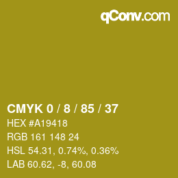 カラーコード: CMYK 0 / 8 / 85 / 37 | qconv.com