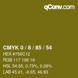 カラーコード: CMYK 0 / 8 / 85 / 54 | qconv.com