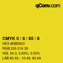 カラーコード: CMYK 0 / 8 / 85 / 8 | qconv.com
