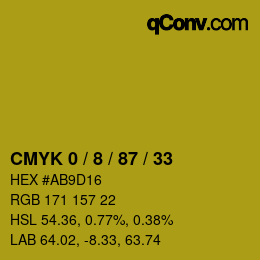 カラーコード: CMYK 0 / 8 / 87 / 33 | qconv.com