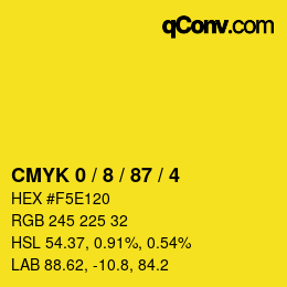 カラーコード: CMYK 0 / 8 / 87 / 4 | qconv.com