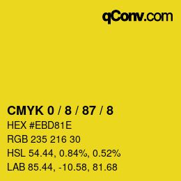 Farbcode: CMYK 0 / 8 / 87 / 8 | qconv.com