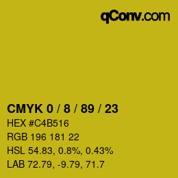 カラーコード: CMYK 0 / 8 / 89 / 23 | qconv.com