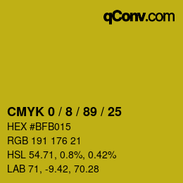 カラーコード: CMYK 0 / 8 / 89 / 25 | qconv.com