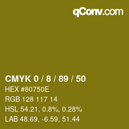 カラーコード: CMYK 0 / 8 / 89 / 50 | qconv.com