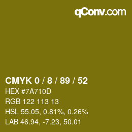 カラーコード: CMYK 0 / 8 / 89 / 52 | qconv.com