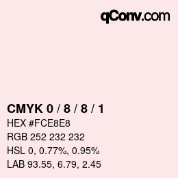 Code couleur: CMYK 0 / 8 / 8 / 1 | qconv.com