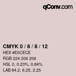カラーコード: CMYK 0 / 8 / 8 / 12 | qconv.com