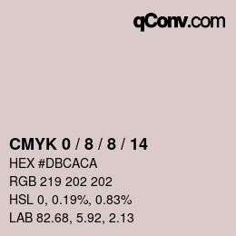 カラーコード: CMYK 0 / 8 / 8 / 14 | qconv.com