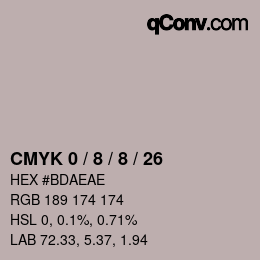 カラーコード: CMYK 0 / 8 / 8 / 26 | qconv.com