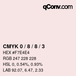 Code couleur: CMYK 0 / 8 / 8 / 3 | qconv.com