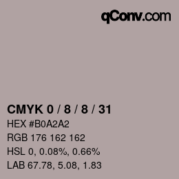 Farbcode: CMYK 0 / 8 / 8 / 31 | qconv.com
