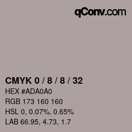 カラーコード: CMYK 0 / 8 / 8 / 32 | qconv.com