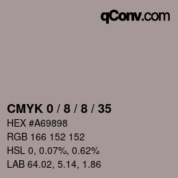 カラーコード: CMYK 0 / 8 / 8 / 35 | qconv.com