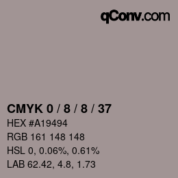 Code couleur: CMYK 0 / 8 / 8 / 37 | qconv.com