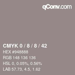 Farbcode: CMYK 0 / 8 / 8 / 42 | qconv.com