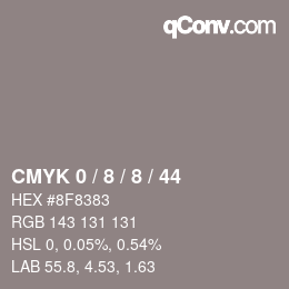 カラーコード: CMYK 0 / 8 / 8 / 44 | qconv.com